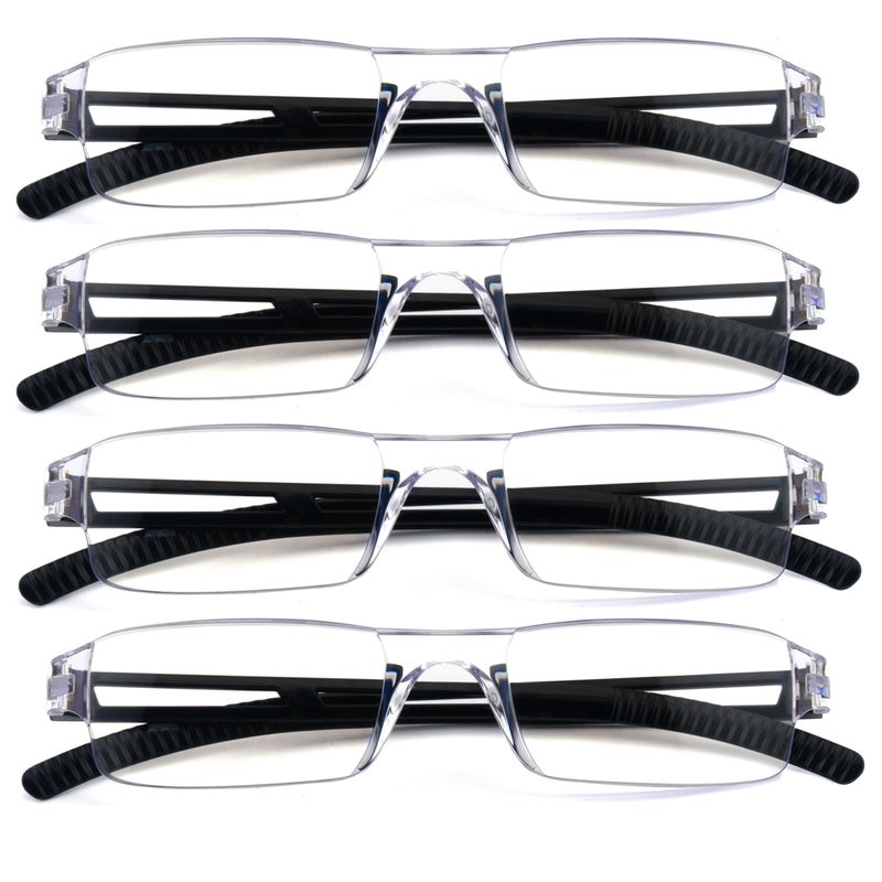 Ryegis Pack 4 Rimless Reading Glasses,Blue Light Clear Frames Reader Lightweight for Men and Women 2.0 - Image 5